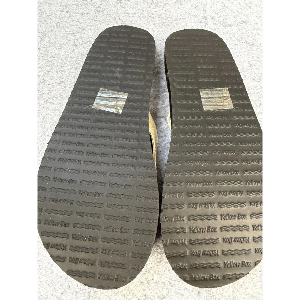 Yellow Box "Mellow Mat" Woven Ivory Wedge Flip Flops Women's size 9M - Picture 3 of 5